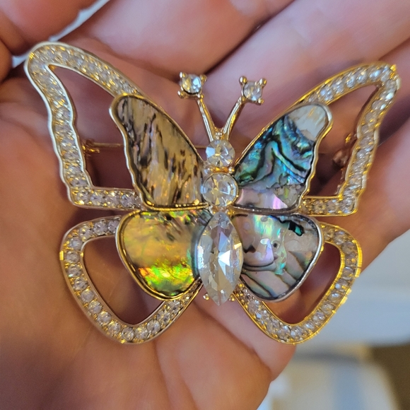 Butterfly Brooch NIB ~ Charter Club ~ Abalone & Rhinestone ~ Boho Chic! - Picture 4 of 16